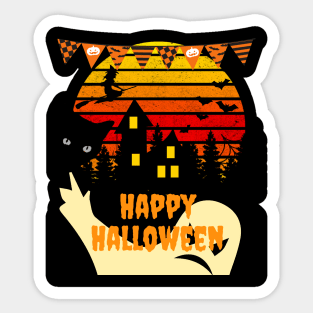 Vintage Style Haunted House – Happy Halloween Tee Shirt Sticker